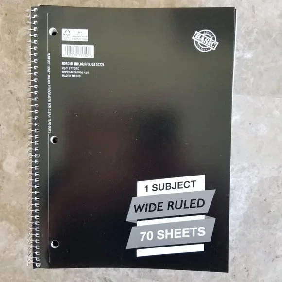 NEW 6 Pack Bundle of Spiral Notebooks: 1-subject, 70-count, Wide Ruled - Picture 5 of 7